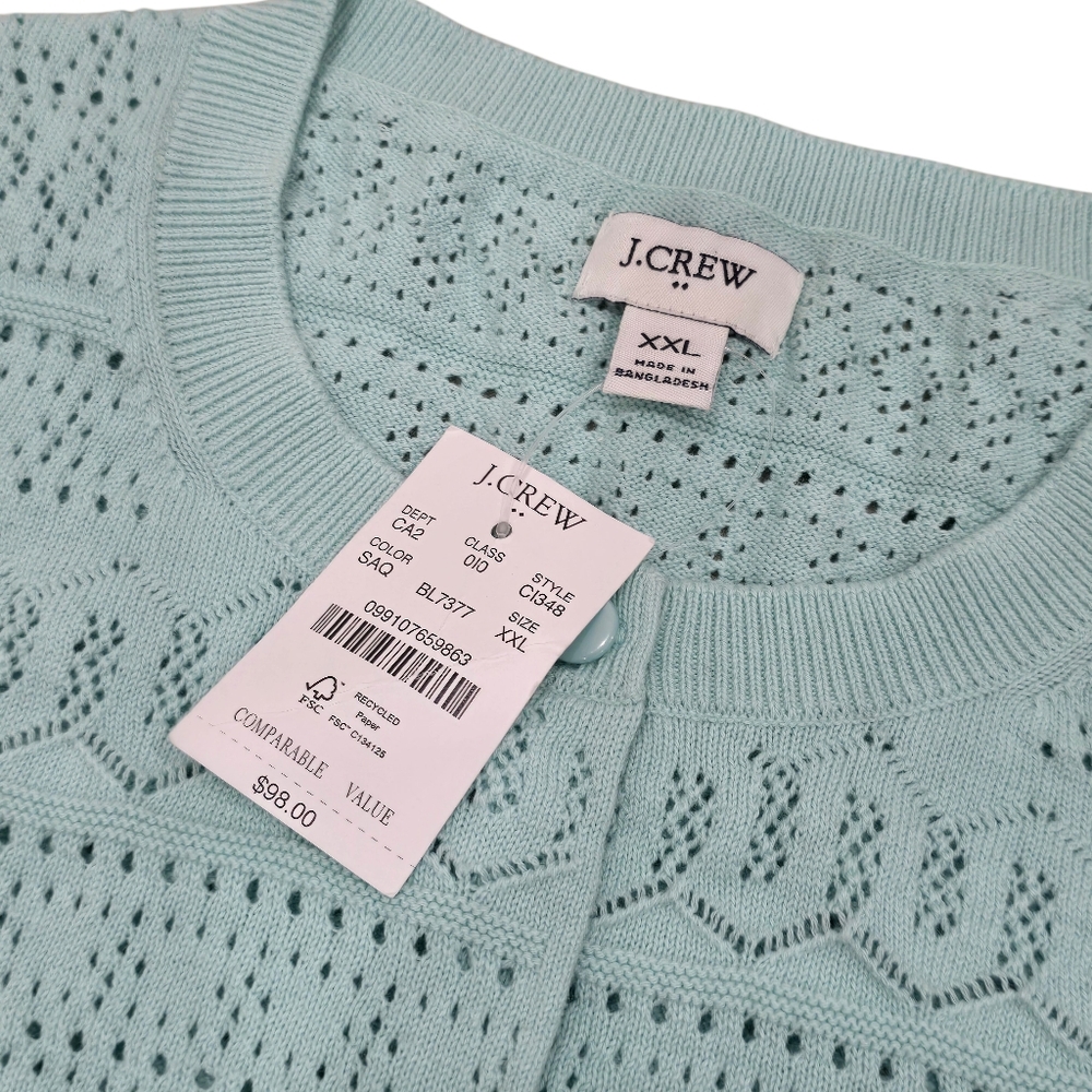 J.Crew Pointellle Cardigan Sweater In Light Aqua - Picture 6 of 7